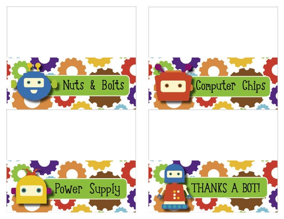 Items similar to Robot Party Food Labels or Name Tags on Etsy