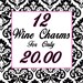 Set of 12 - PERSONALIZED WINE CHARMS - Any Design - Swavorski Crystals- Perfect For Bachelorette Party Favors, Wedding Favor, and Gifts