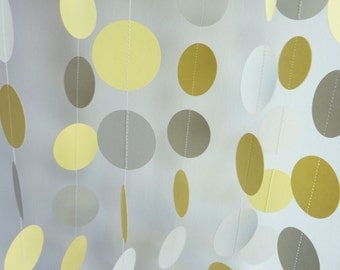 Paper Garland, Yellow, Gray, WEDDING, NURSERY, Baby, Birthday, Bridal Shower