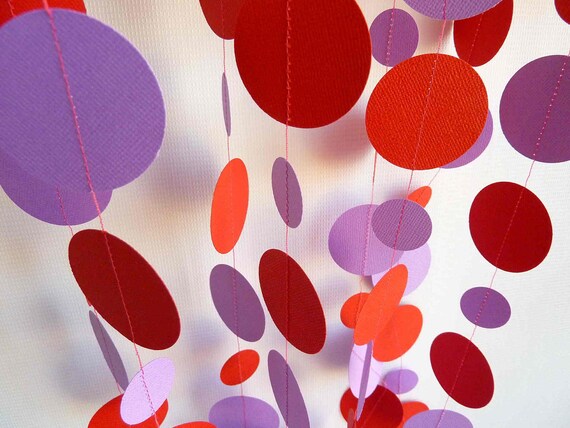 12' Purple and Red Party Garland by FabulouslyHomemade on Etsy