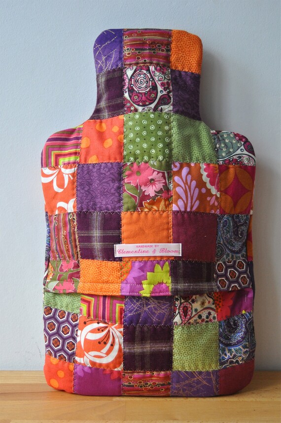 HandMade Patchwork Hot Water Bottle Cover by CLEMENTINEandBLOOM