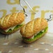 Earrings polymer clay cute sweets kawaii handmade tiny food sandwich tomato salad - orecchini panino in fimo