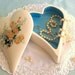 Vintage Shabby Chic heart shaped ceramic jewelry box, trinket box, keepsake box, yellow roses
