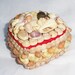 Sea Shell Encrusted Heart Shaped Jewelry or Trinket Box, Red Plush Lining Seashell Box, Vintage 70's Heart Box