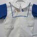Vintage white one piece infant boys outfit, seventies era