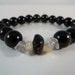 Black Tourmaline, Nuummite, Agni Gold Danburite, Quartz Crystal Bead Stretch Bracelet 10mm