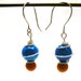 Silver Wire Wrapped Blue & Gold Whimsy Earrings
