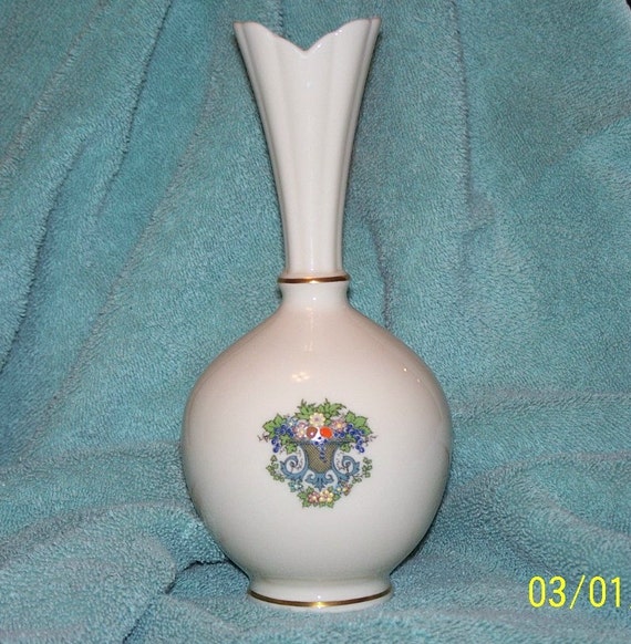 Vintage Lenox China Autumn Bud Vase Cream Colored With Hand