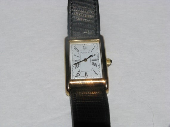 Womens Portfolio Gold Plated Tiffany & Co Swiss Made Watch