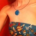 Blue Seed Bead Rose Pendant Necklace