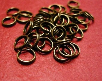 100pc 10mm antique bronze split jump rings-248 B