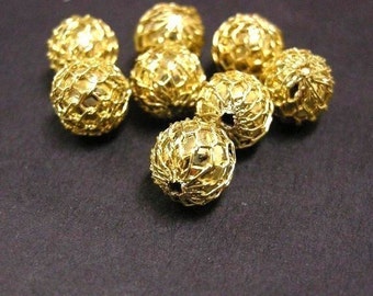 8pc gold finish 9mm Brass Beads(wire wrapped)-1555