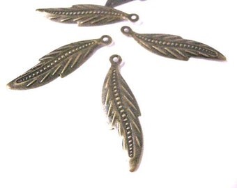 30pc antique bronze iron leaf pendant-1921
