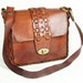 70S Vintage Dark Tan Leather Across Body Bag with Plaited Detail