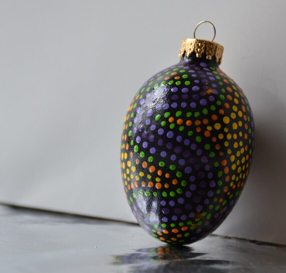 Hand painted glass egg ornament