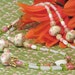 Lampwork Glass Beaded Lanyard ID Badge Holder - ENGLISH GARDEN - G116