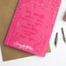 Jane Austen hand painted pink card - Darcy's declaration