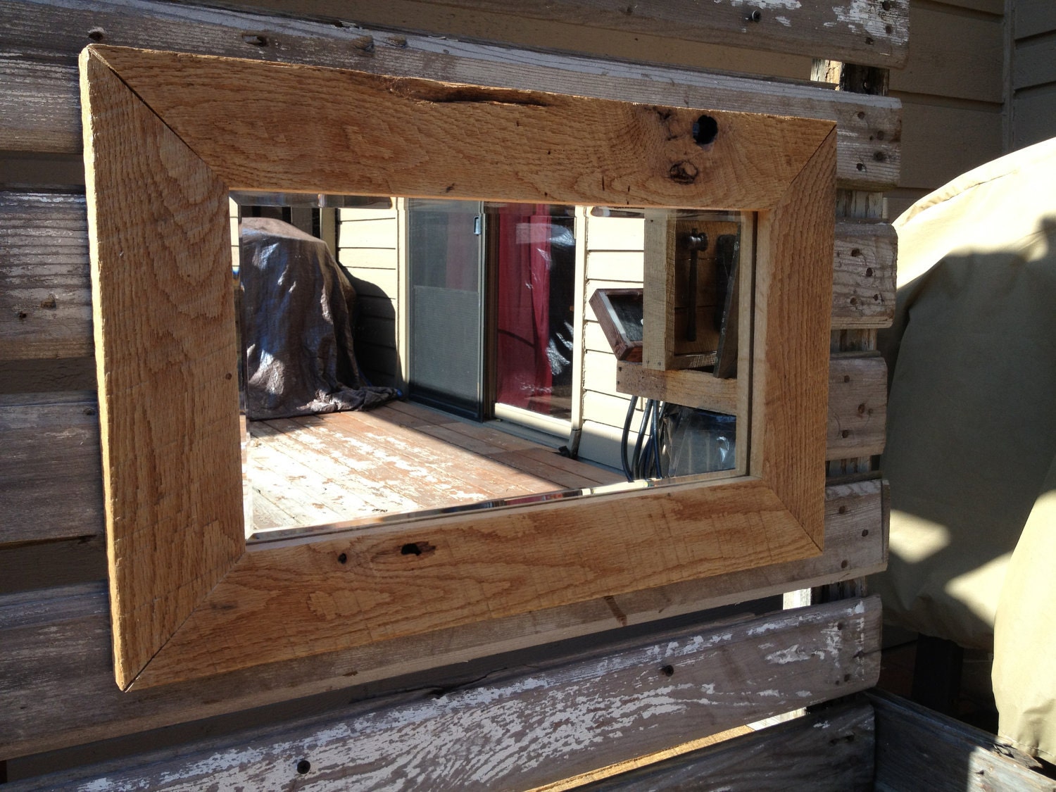 Rustic Mirror Featuring Reclaimed Barn Wood Frame