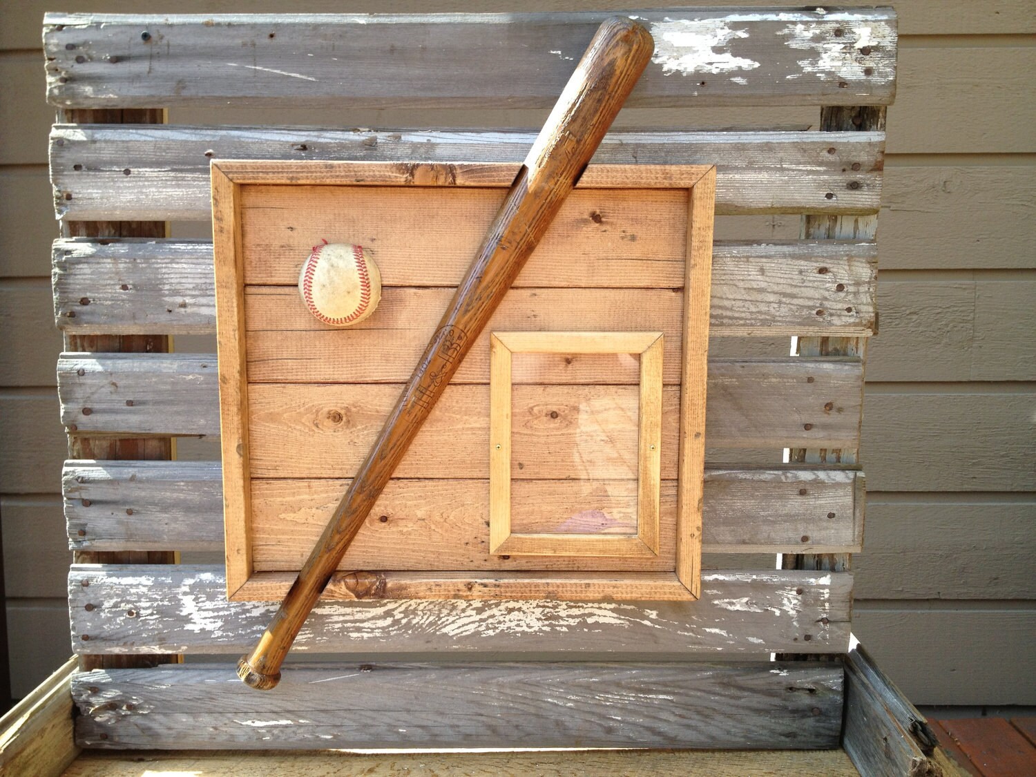 Baseball Picture Frame Sports Authentic Bat and Ball Wall