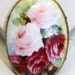 Victorian Brooch Roses Hand Painted Porcelain 1920s jewelry