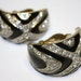 Vintage Earrings Runway Statement Enamel Rhinestone Zebra Couture