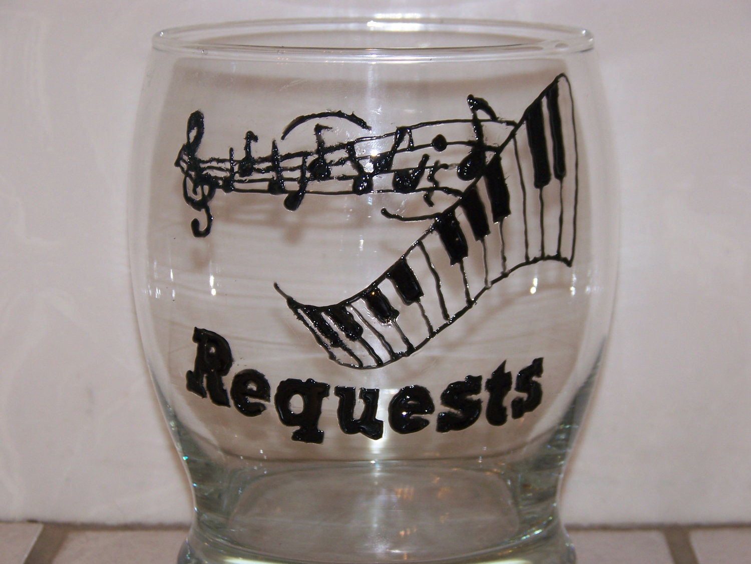 Hand Painted vase TIP JAR Music staff notes Keyboard