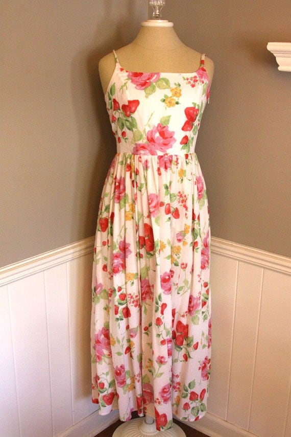 Laura Ashley Strawberry Summer Dress Size 10 by VoyageCreatives