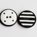 6 Medium Vintage Black and White Striped Plastic Buttons Item 0122