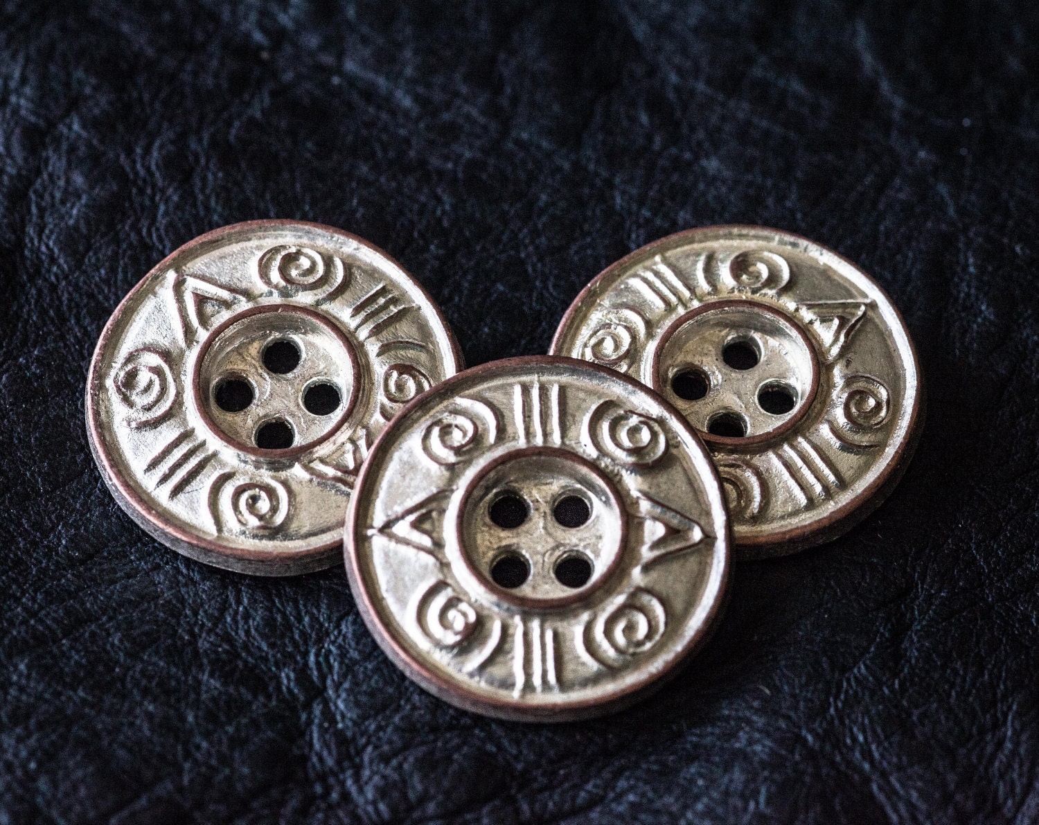 18 Vintage 5/8 Metal Buttons. 4 Holes. Silvery White and