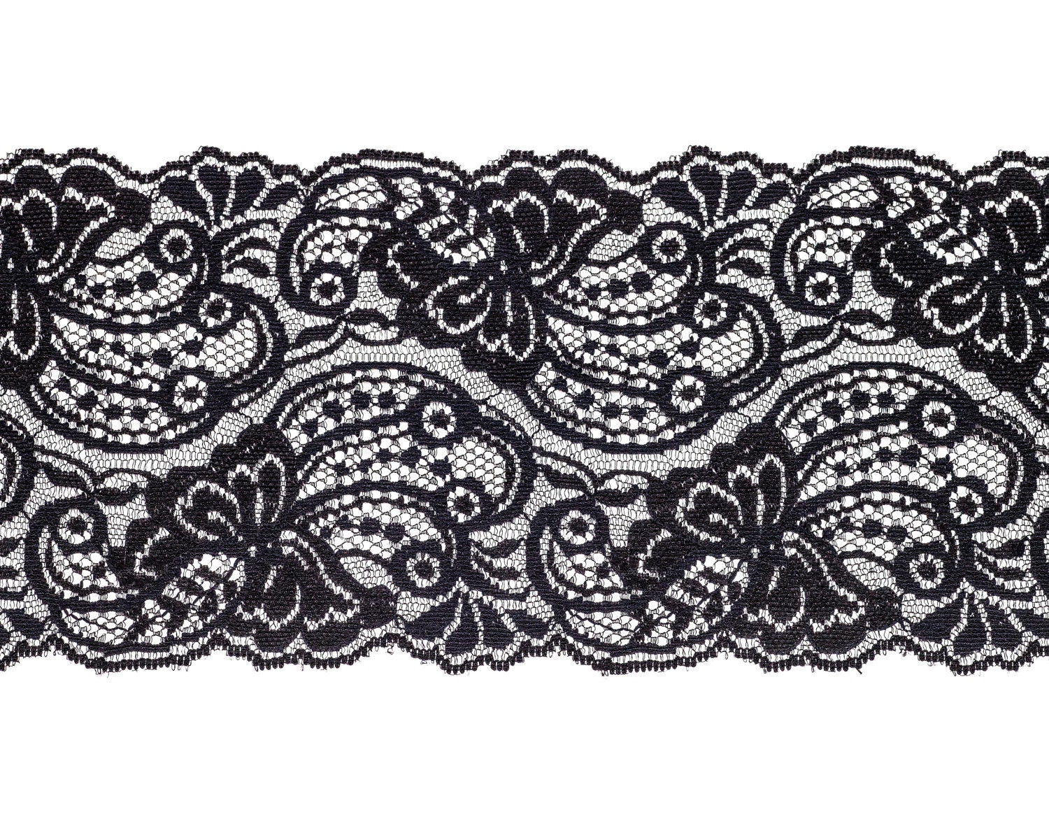 2 Yards of Wide Vintage Black Lace Trim. by CosmosCoolSupplies