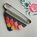 Faux Leather Scallop Triangle Kilt Pin Brooch in Blue, Copper and Mustard