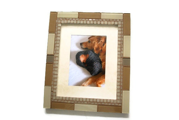 Neutral Mosaic Picture Frame by GreenStreetMosaics on Etsy