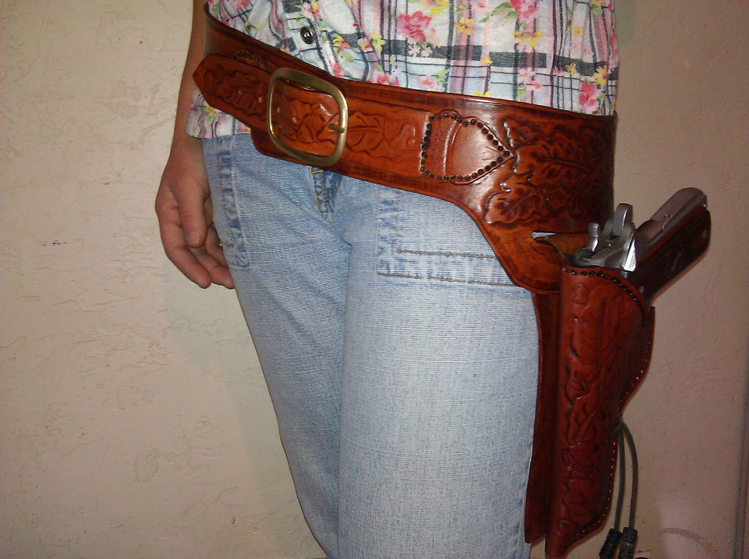 1911 GunFighter Belt with Lined Holster and mag pouches Gun