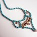Vintage 1950s One Of A Kind Hand Painted Turquoise Rhinestone Necklace