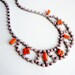 Vintage 1950s One Of A Kind Hand Painted Sheer Pink and Coral Rhinestone Necklace