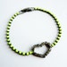 Vintage 1950s One Of A Kind Hand Painted Neon Yellow Heart Rhinestone Bracelet