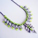 Vintage 1950s One Of A Kind Hand Painted Neon Yellow Rhinestone Necklace - Gorgeous Design