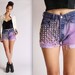 Studded Acid Wash High Waisted Purple Leather Levis