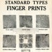 FINGERPRINTS - Restored 1930's Chart For Fingerprint Identification - Vintage CSI