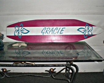 4 Foot Surfboard wall art, Beach decor wall hanging (Will personalize for free) kids room sign