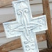 Country French White Cross/Standing Metal Cross/Cottage Chic, Shabby Chic