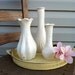 Cottage Chic White Vase Collection with Yellow Tray, Vintage Vases and Tray, Instant Collection