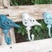 3 Cast Iron Bird Wall Hooks / Blue & White / Country French Decor / Garden Decor / Wall Decor