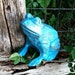 Cute Little Blue Frog / Cast Iron Beach Decor / Whimsical