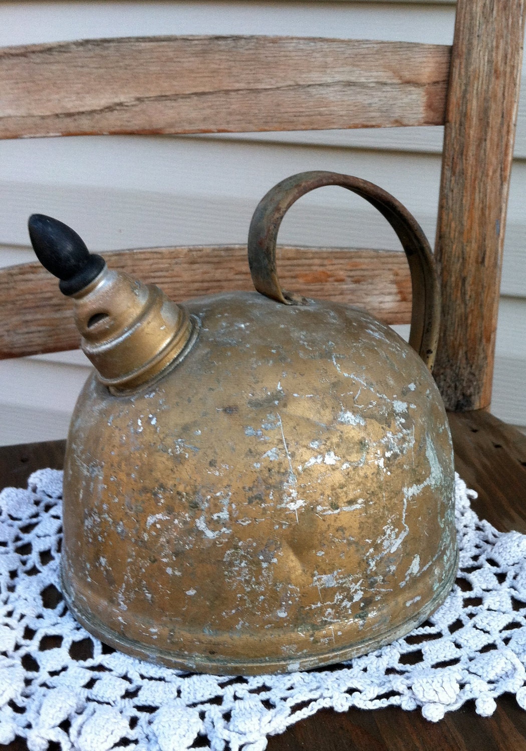 Vintage Aluminum Tea Kettle Rustic Farmhouse