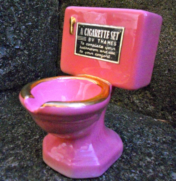 Pink Ceramic Ashtray Toilet by MagPodge on Etsy