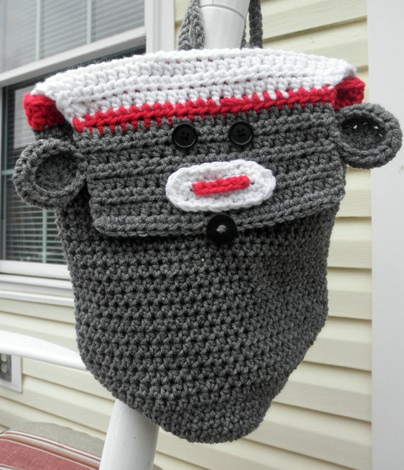 PDF Crochet Pattern Child's Sock Monkey Backpack