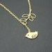 Gold Branch and Bird Necklace, Gold Bird Lariat Necklace