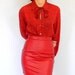 Color Leather SALE Leather Skirt Red Primary color Fashion High Waist Pencil Skirt. Short Skirt Fall Autumn Spring