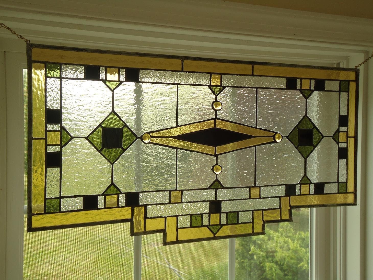 Stained Glass Transom Window Panel 29x 14